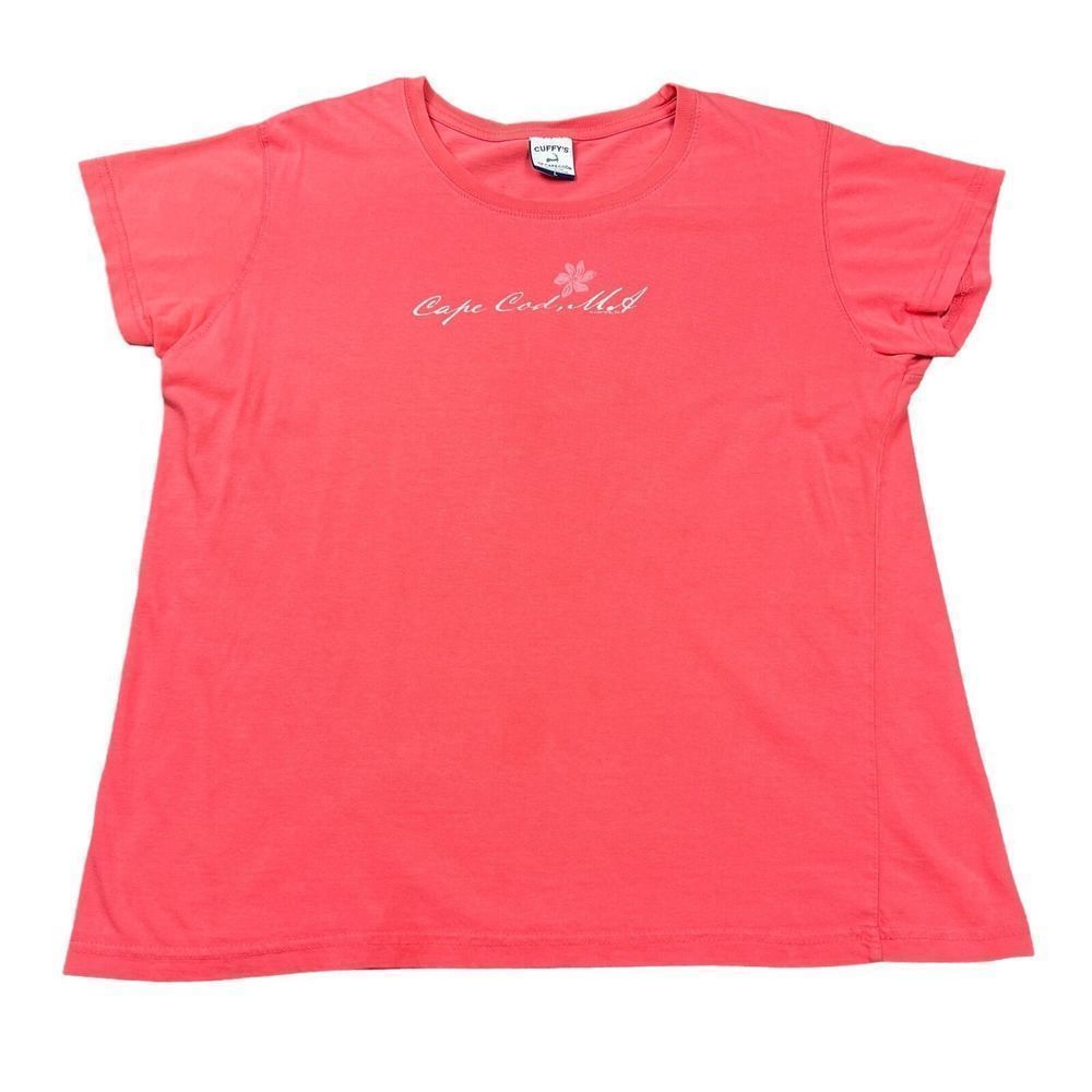Cuffy's Cape Cod Massachusetts T Shirt Womens Large L Pink Spell Out Tee